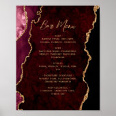 Bordeauxrood Goud Agaat Script Trouw Bar Menu Poster (Voorkant)