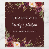 Bordeauxrood gouden huwelijks wijnlabel wijn etiket (Enkel label)