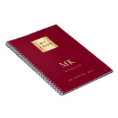 Bordeauxrood gouden initiaalmoogram zakelijk notitieboek (Rechterzijde)