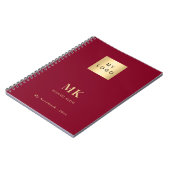 Bordeauxrood gouden initiaalmoogram zakelijk notitieboek (Linkerzijde)