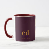 Bordeauxrood gouden monogram naam bedrijfslogo mok (Links)
