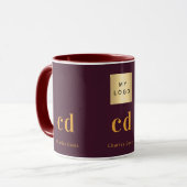 Bordeauxrood gouden monogram naam bedrijfslogo mok (Voorkant links)