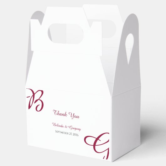 Bordeauxrood Initiaal Herfst Huwelijk Bedankdoosjes (Geopend)