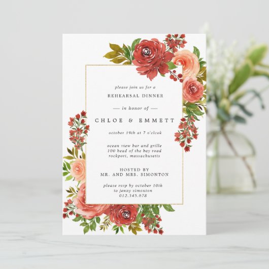 Bordeauxrood Koraalroze Roze Bloemige Oefenmaaltij Kaart (Staand voorkant)