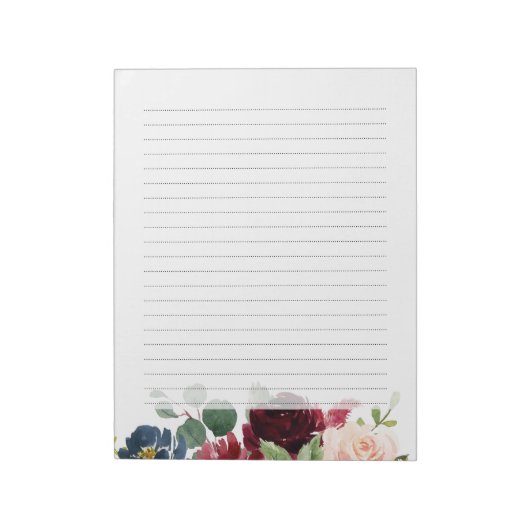 Bordeauxrood marine roze bloemenpracht notitieblok (Linkerzijde)