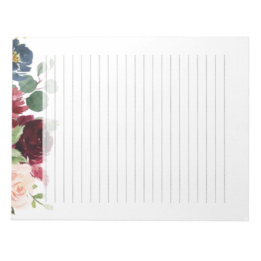 Bordeauxrood marine roze bloemenpracht notitieblok (Voorkant)