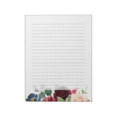 Bordeauxrood marine roze bloemmotief notitieblok (Linkerzijde)