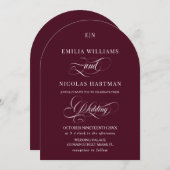 Bordeauxrood Monogram Klassieke Trouwdag Kaart (Voorkant / Achterkant)