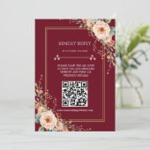Bordeauxrood QR-code-huwelijksreactiekaart (Staand voorkant)