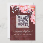 Bordeauxrood QR SCANCODE Huwelijkswebsite Uitnodig (Voorkant)