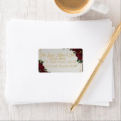 Bordeauxrood Rose Goud Schrift Trouwadres Label (Insitu)
