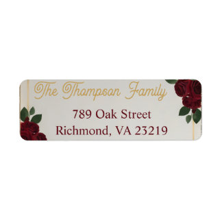 Bordeauxrood Rose Goud Schrift Trouwadres Label