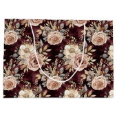 Bordeauxrood Roze Bloemige Bruids-Shower Groot Cadeauzakje (Achterkant)