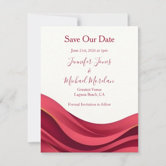 Bordeauxrood save the date (Voorkant)