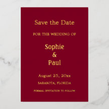 Bordeauxrood Save the Date Folie Uitnodiging