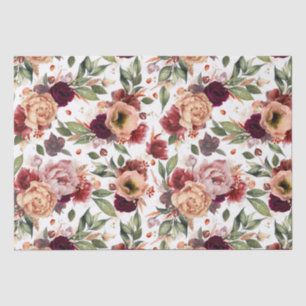 Bordeauxrood Verbrand Oranje Bloemige Herfstfeest  Tissuepapier