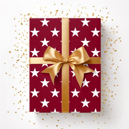 Bordeauxrood Wit Sterren Kerstmis  Cadeaupapier