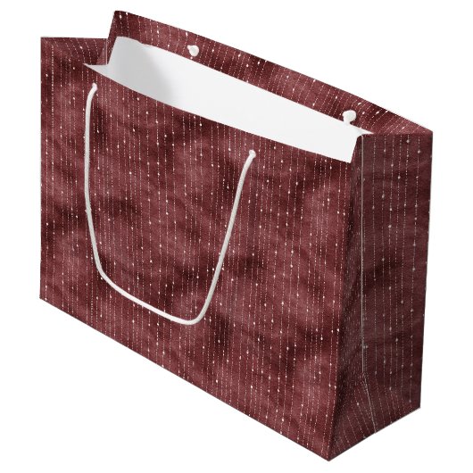 Bordeauxrood Wit Strepen Valentijnsdag Groot Cadeauzakje (Voorkant Gekanteld)