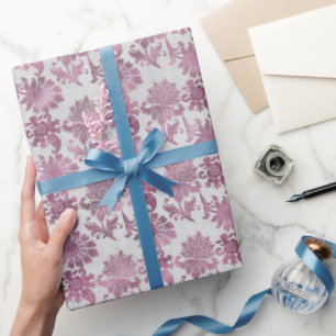 Bordeauxrood Zilver Bloem Cadeaupapier