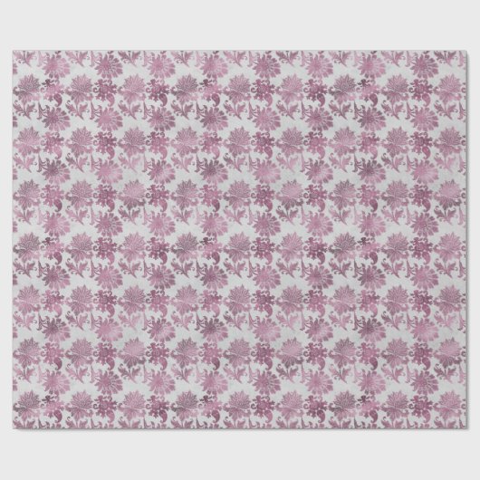 Bordeauxrood Zilver Bloem Cadeaupapier (Vlak)