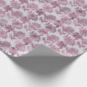 Bordeauxrood Zilver Bloemmotief Cadeaupapier (Hoek)