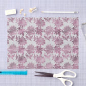 Bordeauxrood zilveren bloemmotief tissuepapier (Craft)