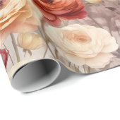 Bordeauxroom lente bloemen bruiloftsborrel cadeaupapier (Rol Hoek)