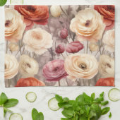 Bordeauxroom lente bloemen bruiloftsborrel theedoek (Gevouwen)