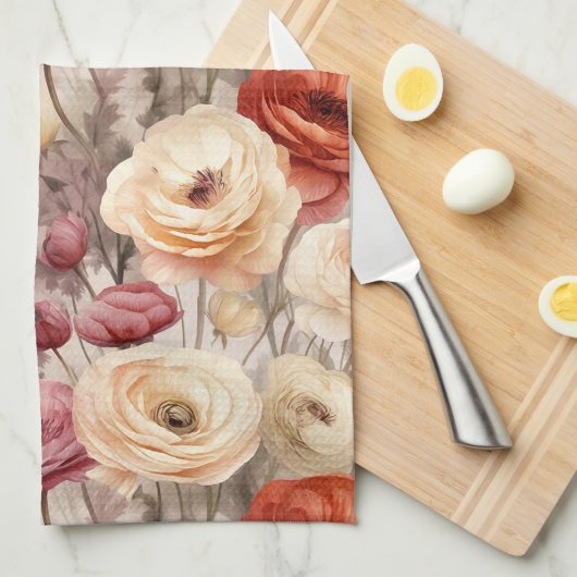 Bordeauxroom lente bloemen bruiloftsborrel theedoek (Quarter Fold)