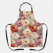 Bordeauxroomkleurige Lente Bloemen Bruiloftsontvan Schort (Voorkant)