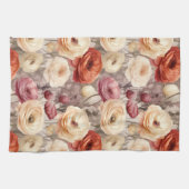 Bordeauxroomkleurige Lente Bloemen Bruiloftsontvan Theedoek (Horizontaal)