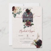 Bordeauxroos Bloemen Bruiloftslunch  Kaart (Voorkant)