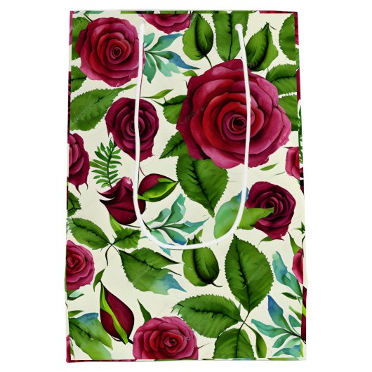 Bordeauxroos Bloemenprint Medium Cadeauzakje (Achterkant)
