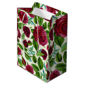 Bordeauxroos Bloemenprint Medium Cadeauzakje (Achterkant Gekanteld)