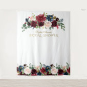 Bordeauxroze Bruiloft Foto Booth Achtergrond Wandkleed (Voorkant)