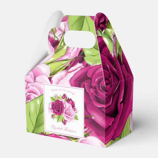Bordeauxroze en Roze Rozen Bedankdoosjes (Achterkant)