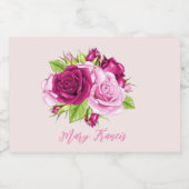 Bordeauxroze en Roze Rozen Sparkling Wijnetiket (Enkel label)