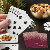Bordeauxroze goud blozen roze glitters monogram pokerkaarten (Insitu)