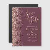 Bordeauxroze goud glinsterende magnetische Save th (Voorkant / Achterkant)