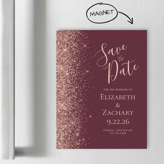 Bordeauxroze goud glinsterende magnetische Save th