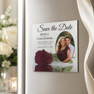 Bordeauxroze Huwelijk Save The Date Foto Magneet