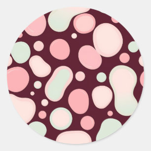 Bordeauxroze Mintgroene Organische Blobpatroon Abs Ronde Sticker