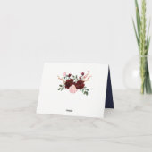 Bordeauxroze Navyblauw Bruidsfeest Bedankt (Achterkant)