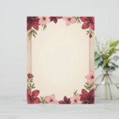 Bordeauxroze rand briefpapier briefhoofd (Staand voorkant)