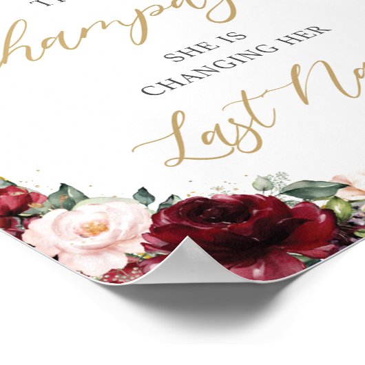 Bordeauxroze roze bloem 'Schenk de champagne in' b Poster (Hoek)