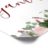 Bordeauxroze Roze Bloemen Bruidsaandeelbord Poster (Hoek)