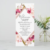 Bordeauxroze Roze Goud Trouwceremonieprogramma Programmakaart (Staand voorkant)