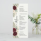 Bordeauxrozen Trouwdiner Script Elegant Menu (Staand voorkant)