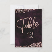 Bordeauxwijn & Rose Goud Trouwtafel Nummers Kaart (Voorkant)