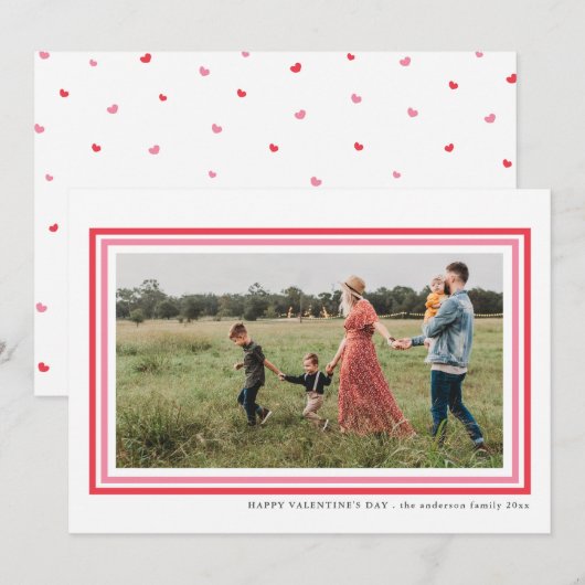 Borded Liefde Witte Valentijnsdag Foto Vakantie Feestdagenkaart (Voorkant / Achterkant)